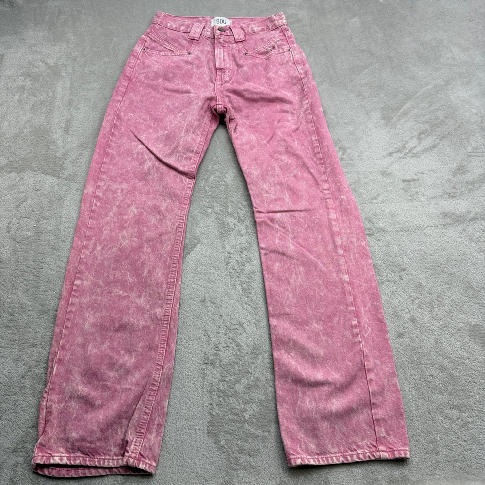 BDG Cowboy Jean Women 26 Pink Acid Wash High Rise Wide Leg Barbiecore Y2K Denim